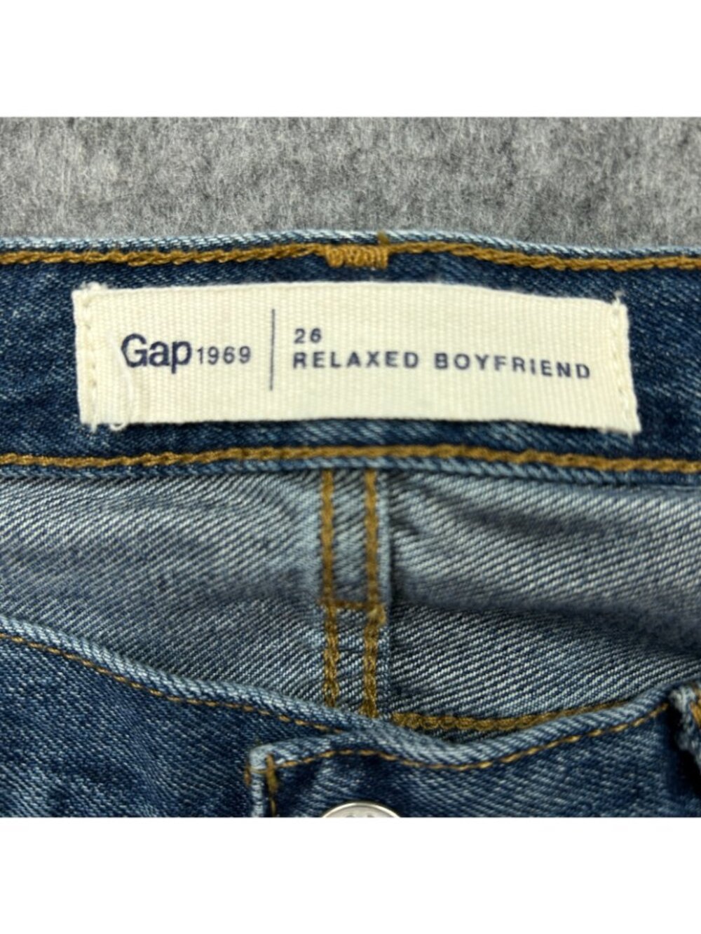 Gap Relaxed Boyfriend Jeans Women's Size 26 Button Fly Distressed Denim - Picture 4 of 12